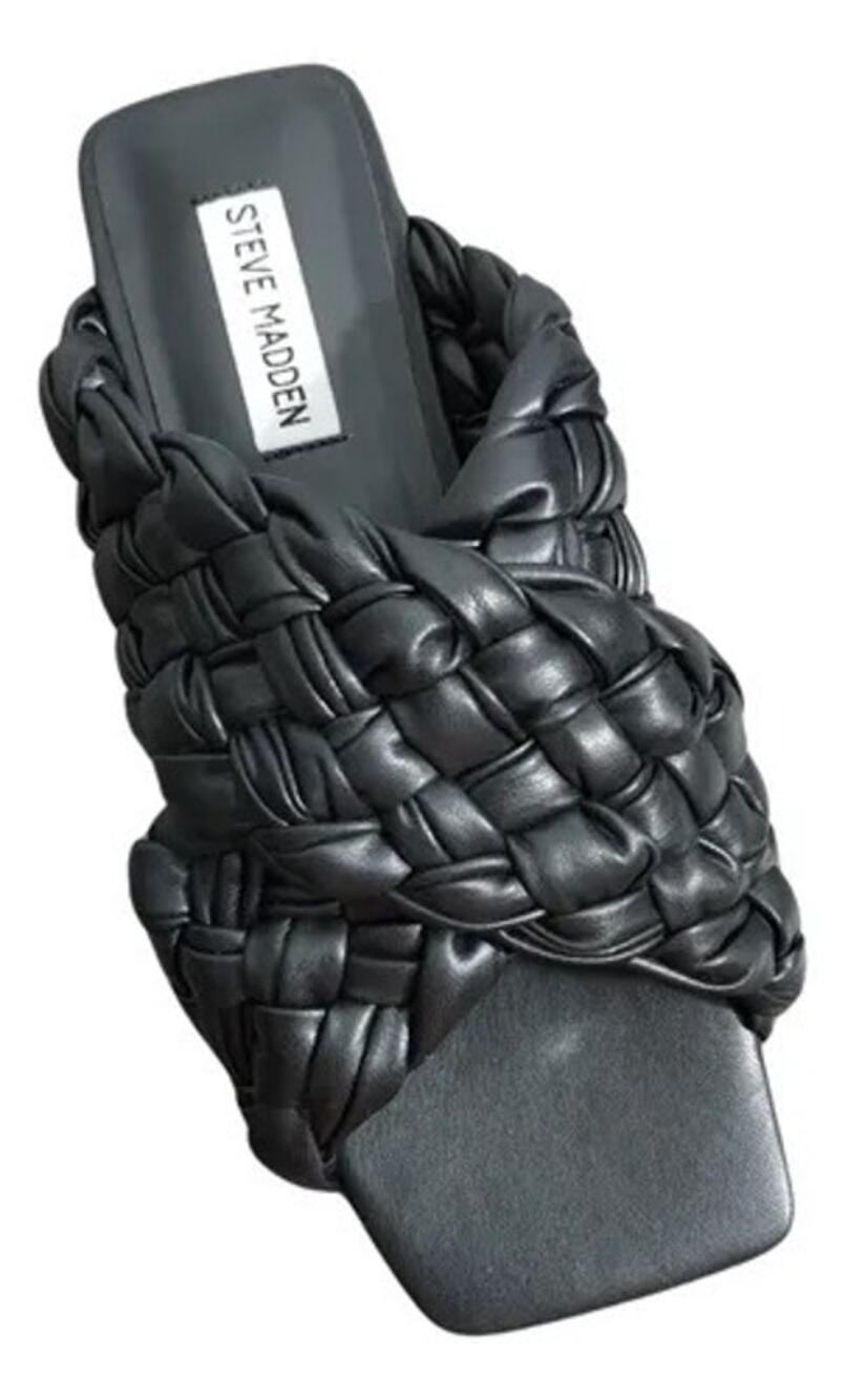 Steve Madden Marina Black Braided Slip On Sandal Women's Size 7.5 Square Toe
